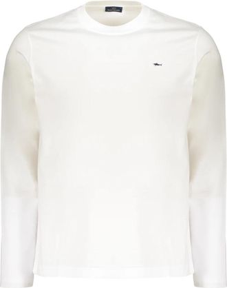 Paul & Shark Wit lang shirt met lange mouwen en minimalistisch design - Heren - Longsleeves - Wit - XL - Katoen - Tops
