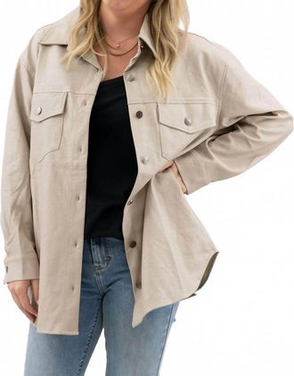 She + Sky Faux Leather Shacket In Cream
