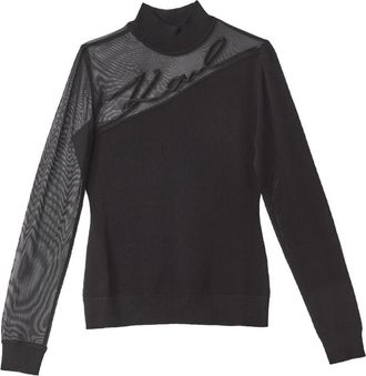 Karl Lagerfeld Karl Signature Mock Neck - Dames - Coltruien - Zwart - S - Polyester - Truien & Vesten