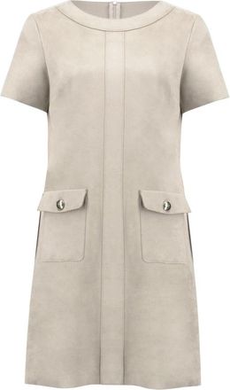 Joseph Ribkoff Kokerjurk tot de knie in imitatie su&egrave;de - Dames - Korte kleedjes - Beige - M - Su&egrave;de - Kleedjes