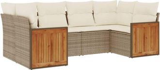 vidaXL Juego De Sof&aacute;s Jard&iacute;n Con Cojines 6 Pzas Rat&aacute;n Sint&eacute;tico Beige Vidaxl