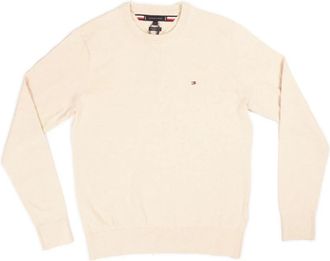 Tommy Hilfiger Rondgebreide trui - Heren - Ronde hals truien - Wit - XL - Katoen - Truien & Vesten