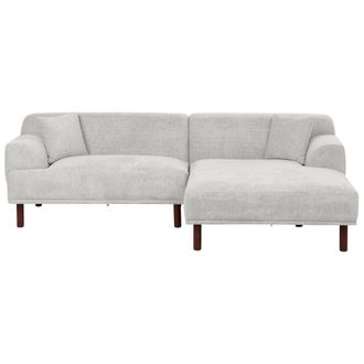 Beliani Beliani - Sof&aacute; Esquinero 3 Plazas De Tela Izquierdo Estilo Minimalista Gris Claro Holt