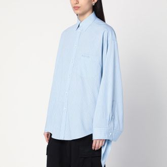 Balenciaga Light blue striped shirt with knotted cuffs