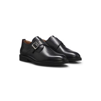 HUGO BOSS Leather monk-strap shoes with brogue detailing