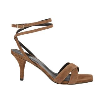 Semicouture Schoenen, Dames, Bruin, 36 EU, Leer, Sandalen met gekruiste bandjes en hoge hak