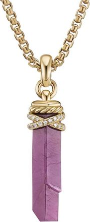 David Yurman 18kt yellow gold Wrapped Crystal diamond amulet (46mm) - women - 18kt Gold/Ruby - One Size