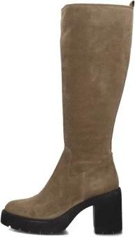 Unisa Elegante Taupe Su&egrave;de Hoge Laarzen - Dames - Laarzen met Hak - Beige - 40 EU - Su&egrave;de - Schoenen
