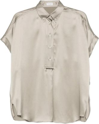 Brunello Cucinelli Zijden Blouse - Dames - Blouses - Groen - L - Overhemden