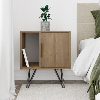 Decortie Decortie - Glynn Modern Bedside Table Oak Effect 50.2cm Width Bedroom Furniture - Oak Effect