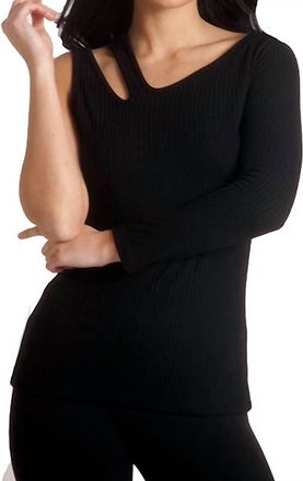 French Kyss Asymmetrical Sleeve Top In Black