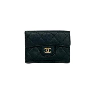 Chanel Pre-owned Wallets, female, Black, Size: ONE SIZE Pre-owned Matelasse Caviar Leather Trifold Wallet
