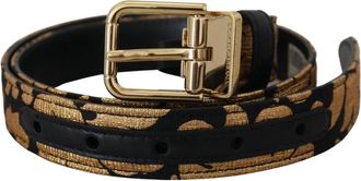 Dolce & Gabbana Multicolor Jacquard Logo Gesp Riem - Dames - Riemen - Veelkleurig - ONE Size - Leer - Accessoires