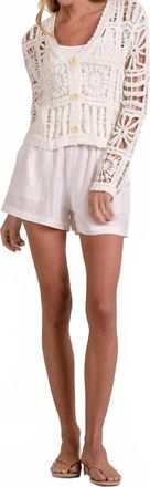 Elan Womens Blake Crochet Cardigan In White