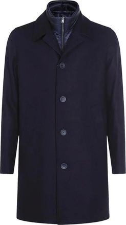 Herno Laminar Easy Wool Puffer Carcoat - Heren - Mantel - Blauw - 2XL - Wol - Jassen