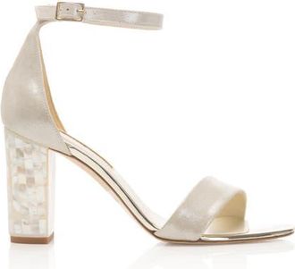 Freya Rose Martene Ankle Strap Pearl Heel Sandal in Champagne at Nordstrom, Size 39.5