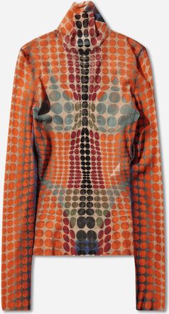 Jean Paul Gaultier Women s Re-Edition Dots Mesh Top Orange