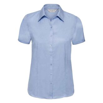 Russell Athletic Russell Collection Shirt met korte mouwen in visgraatmotief voor dames/dames (Lichtblauw)