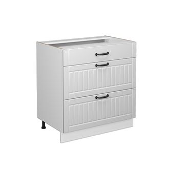 Vicco Mueble Bajo De Cocina Fame-line, Blanco Casa De Campo, 80 Cm Con 3 Cajones, Sin Encimera Vicco
