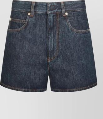 Fendi quilted denim shorts flared design
