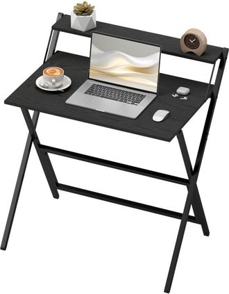 HOMCOM Scrivania Richiudibile con Ripiano per Monitor, 81.5x62x86.5 cm Nero - Homcom