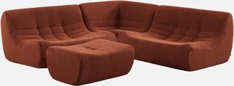 Sweeek Sof&aacute; Envasado Al Vac&iacute;o Esquinero Modular De Borreguito Texturizado Con Reposapi&eacute;s, 5 Plazas