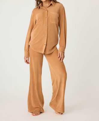PJ Salvage Cozy Corduroy Lounge Top In Camel