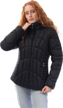 DKNY Womens Zip Front Packable Jacket in Black Nylon - Size X-Small
