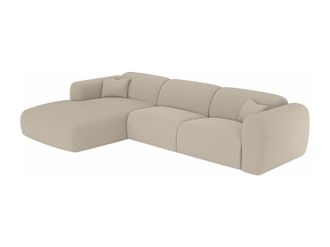 Vente-Unique Gran sof&aacute; cama rinconera izquierda convertible expr&eacute;s en tela jaspeada beige POGNI