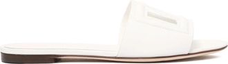 Dolce & Gabbana Witte Sandalen met Logodetail - Dames - Sandalen - Wit - 36 EU - Leer - Schoenen
