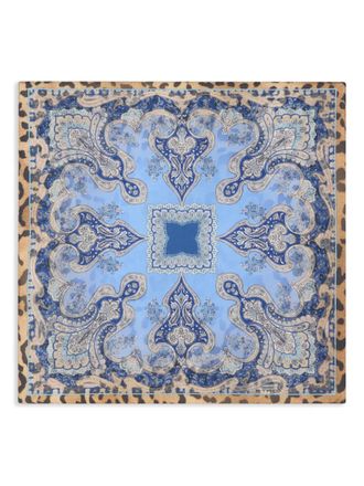 Etro Fazzoletto da taschino in seta con stampa paisley - Blu