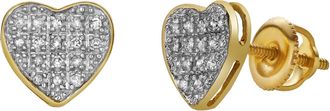 LuvMyJewelry Beat 10K Yellow Gold Cluster Diamond Unisex Earrings - 0.09 Cts