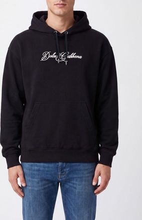 Dolce & Gabbana Felpa con cappuccio in cotone relaxed fit con logo a contrasto
