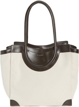 Staud Maude Canvas & Leather Tote Bag in Natural/Espresso at Nordstrom