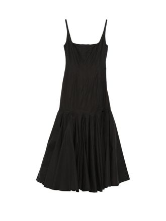 Jacquemus Black Fitted Square-Neck Gathered Midi Dress