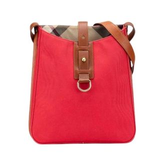 Burberry Pre-owned Cross Body Bags, female, Red, Size: ONE SIZE Pre-owned Canvas Shoulder Bag