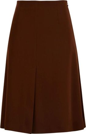 Douuod Uitlopende Knielengte Rok met Verborgen Rits - Dames - Midirokken - Bruin - S - Rokken