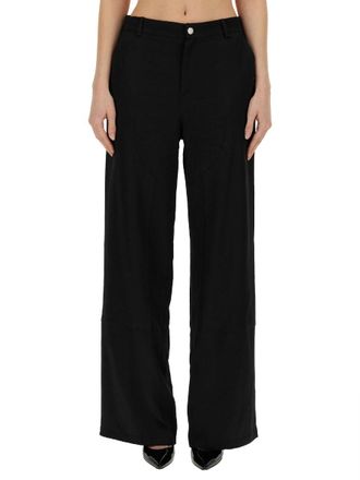 Moschino Wide Leg Viscose Trousers - Black