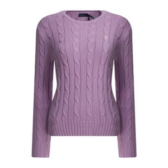Polo Ralph Lauren Truien & Vesten, Dames, Paars, S, Katoen, Julianna Cable Knit Crewneck Sweater