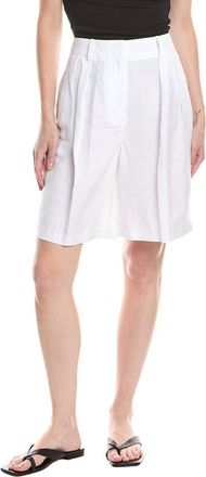 Kenneth Cole High Rise Linen-Blend Pleated Short