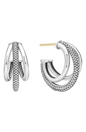 Lagos Signature Caviar Triple Hoop Earrings in Silver at Nordstrom
