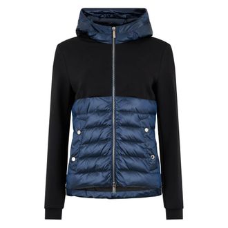 Moorer Winter Jackets, female, Blue, Size: L Casual Puffer Jacket with Hood