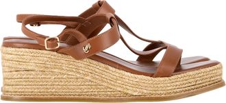 Jimmy Choo London Pre-owned Womens Theia 60 Espadrille Wedge Sandals in Brown Calf Leather - Mocha - Size 39.5 EU/IT