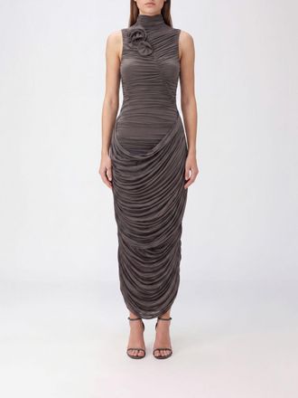 Magda Butrym Off-the-Shoulder Ruched Jersey Sheath Midi Dress with Flower