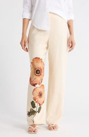 Desigual Floral Wide Leg Pants in Medium Beige at Nordstrom Rack, Size X-Small