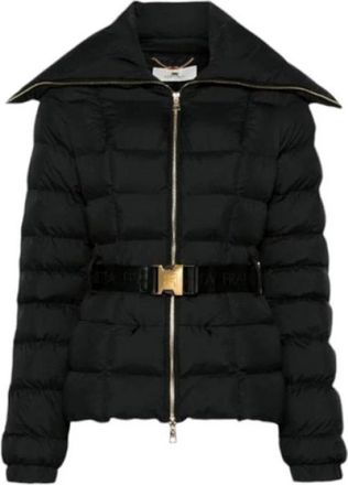 Elisabetta Franchi Korte donsjas met brede kraag - Dames - Winterjassen - Zwart - L - Nylon - Jassen