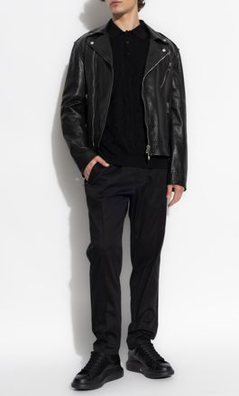 Versace Polo With Barocco Pattern, Mens, Black