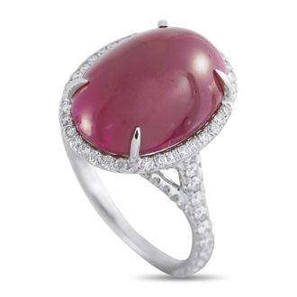 Luxury Bazaar 18K White Gold 1.25ct Diamond and Ruby Ring MF12-051326