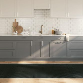 vidaXL Alfombra Rectangular Bamb&uacute; Gris 100x1000 Cm Vidaxl