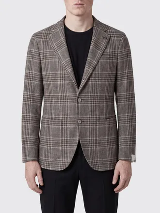 Santaniello Single-Breasted Blazer in Calfskin Suede with a Tartan Plaid Pattern